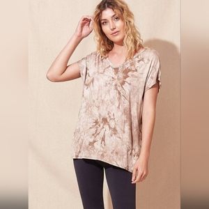 Sivana Bamboo Tie Dye Tee XL in tan and white Cappuccino